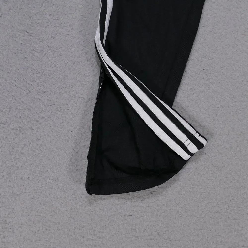 Adidas Men Small Black Tapered Jogger Pants 100% Polyester Ankle Zip